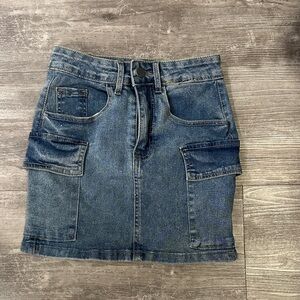 Denim Cargo Pocket Skirt